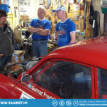 Gunnars garage. Checking out his Saab 96 V4 Rally which he actively races in the historic rally series.
