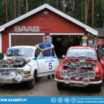 Rally Saabs in Finnish and Swedish colors.