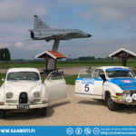 Time to leave Trollhättan. A little photo opportunity to remind us of the airplane heritage of Saab.