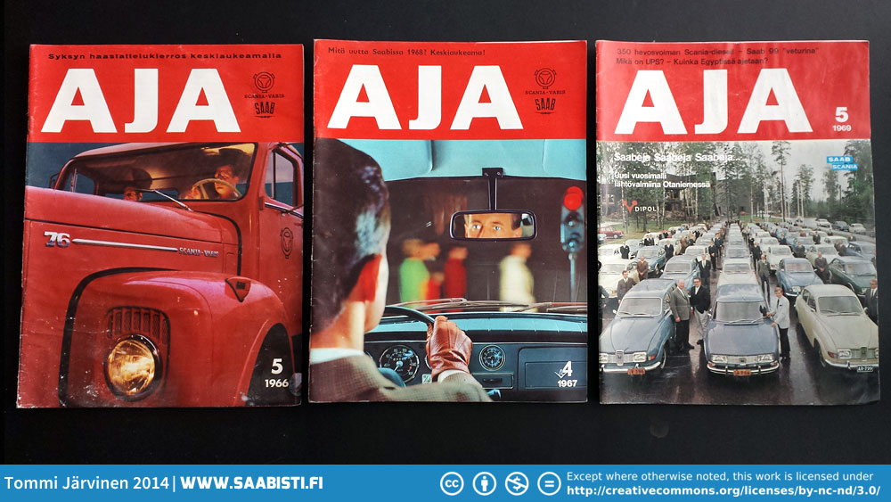 Scan-Auto imported and sold both Saabs and Scania trucks. In 1969 a Saab-Scania co-op was established to start manufacturing Saabs in the Uusikaupunki factory in Finland. Hence the Saab-Scania logo in one magazine.
