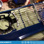 Bucket assembly installed with grille pieces.
